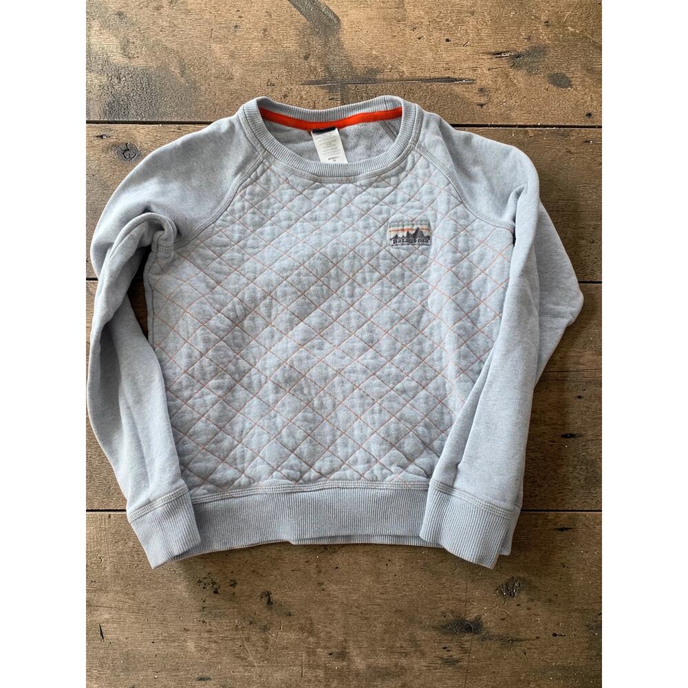 Patagonia Organic Cotton Quilt Crew Sweatshirt Drifter Grey Womens XS